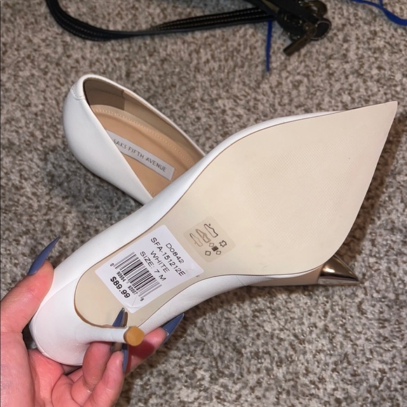 Saks Fifth Avenue White Stiletto Heels - Picture 2 of 7